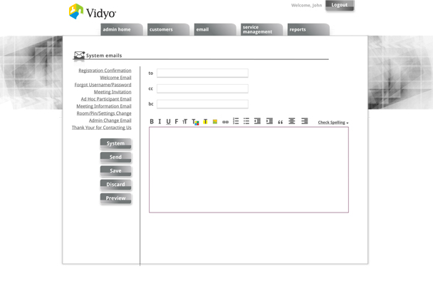 Vidyo online interface